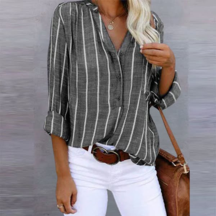 Women's Long Sleeve Blouse Lapel Collar – Button-Front Relaxed