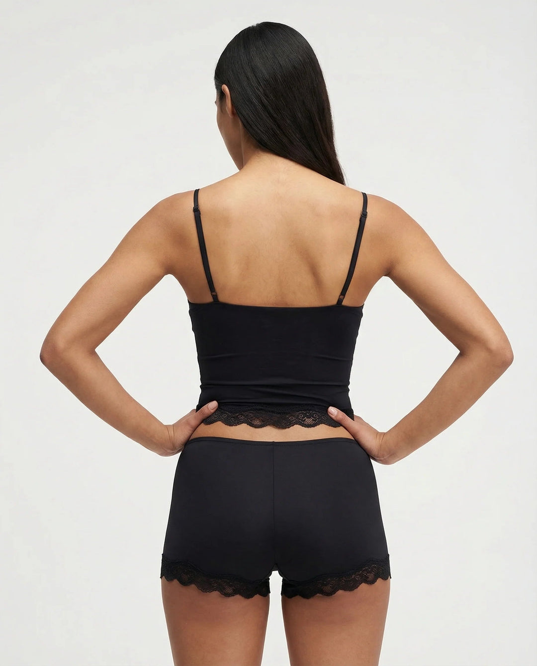 Women's Pajama Set Lace Trim Silky Camisole – Matching Shorts