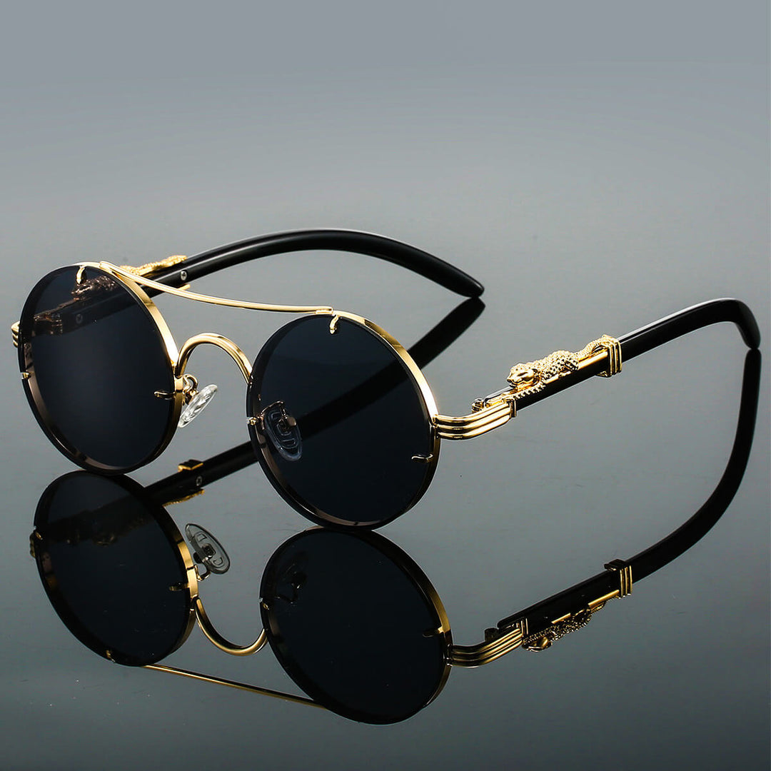 Retro Leopard Head Double Beam Sunglasses – UV400 Fashion Shades