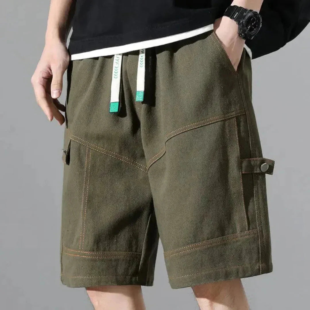 Men's Cargo Shorts – Contrast Stitching & Utility Pockets