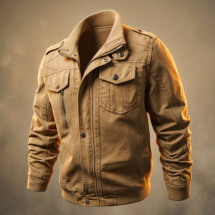 Men's Organic Peruvian Cotton Denim Jacket – Zip Front Ribbed Pockets