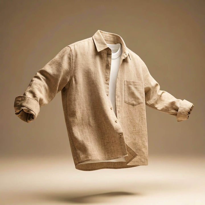 Men's Cotton Linen Look Shirt – Peruvian Blend Lightweight Breathable