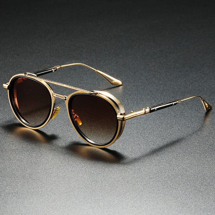 Retro Oval Sunglasses Metal Double Bridge UV400 – Fashion Shades
