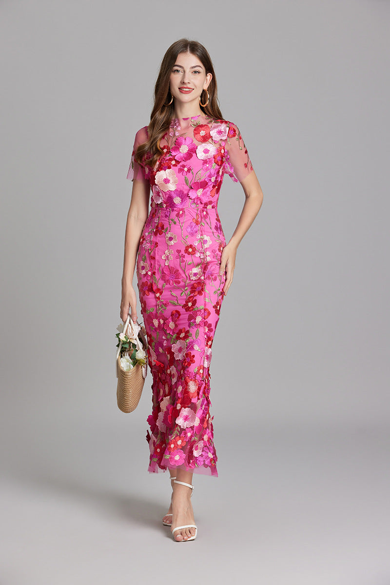 Women's Floral Sleeveless Maxi Dress – Flowing Botanical Intricate Style