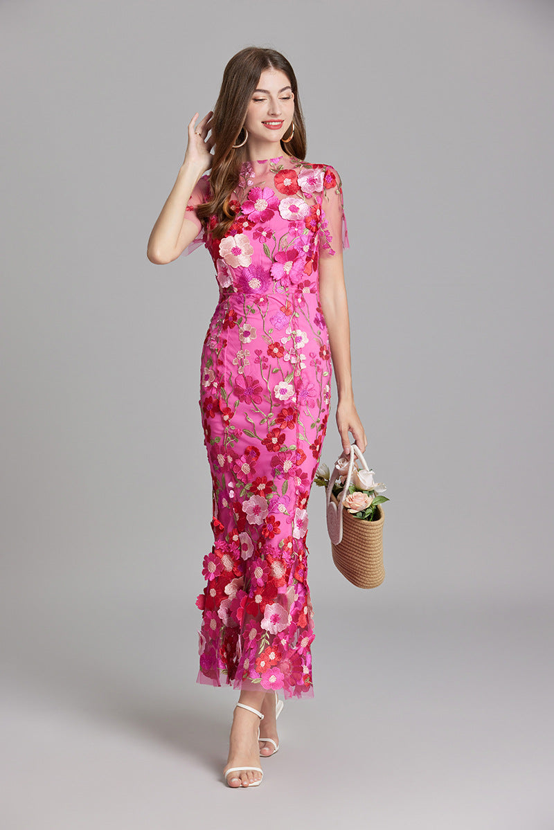 Women's Floral Sleeveless Maxi Dress – Flowing Botanical Intricate Style