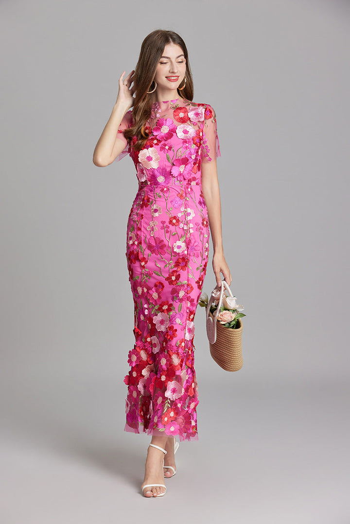 Women's Floral Sleeveless Maxi Dress – Flowing Botanical Intricate Style