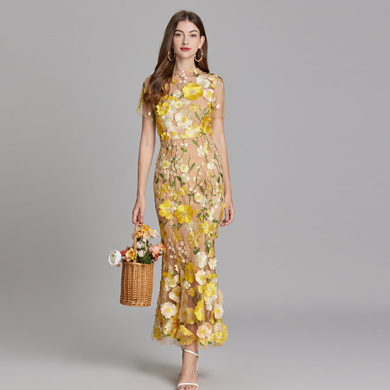 Women's Floral Sleeveless Maxi Dress – Flowing Botanical Intricate Style