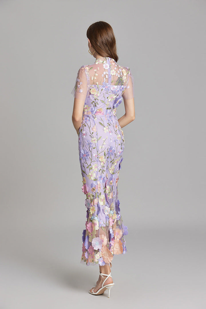 Women's Floral Sleeveless Maxi Dress – Flowing Botanical Intricate Style
