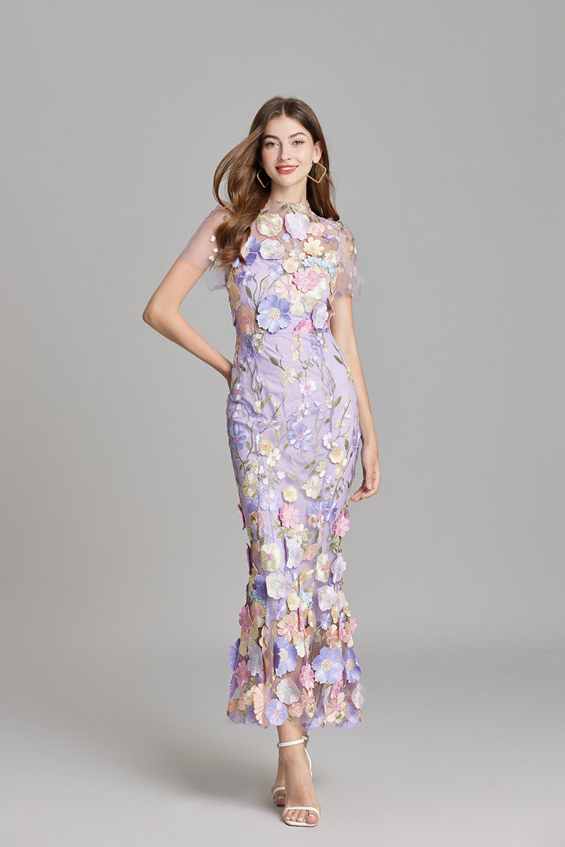 Women's Floral Sleeveless Maxi Dress – Flowing Botanical Intricate Style
