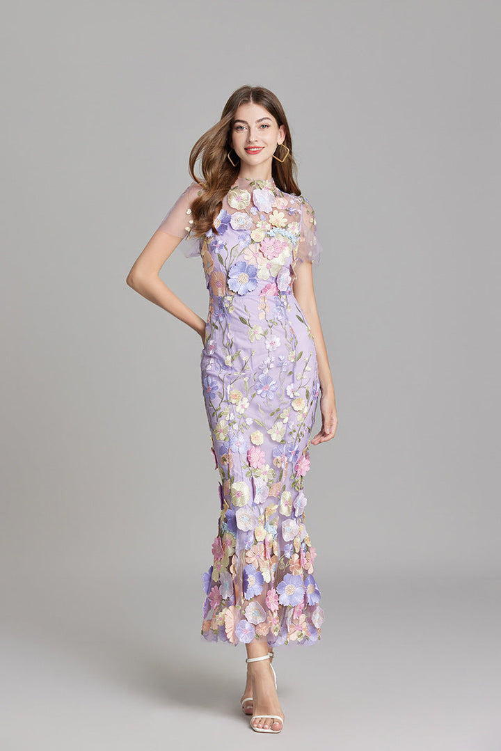 Women's Floral Sleeveless Maxi Dress – Flowing Botanical Intricate Style