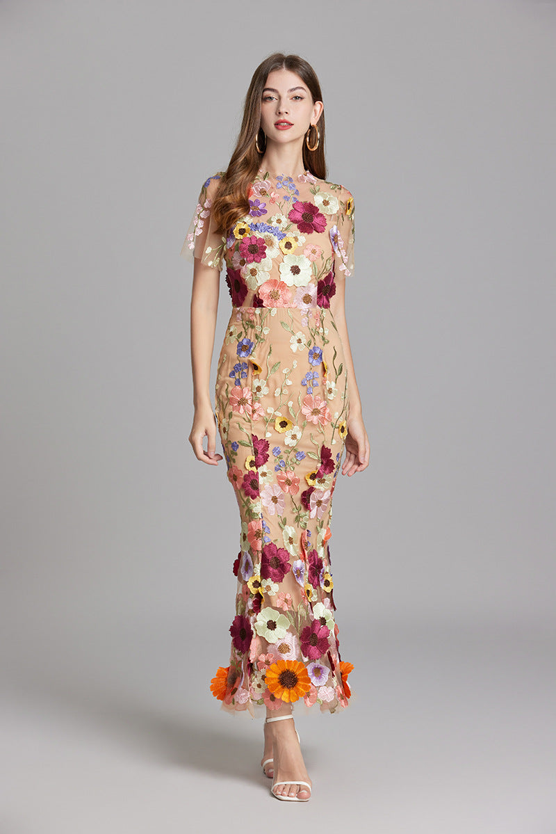 Women's Floral Sleeveless Maxi Dress – Flowing Botanical Intricate Style