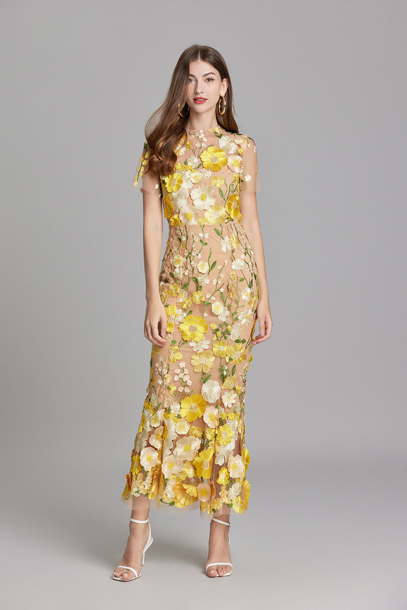 Women's Floral Sleeveless Maxi Dress – Flowing Botanical Intricate Style
