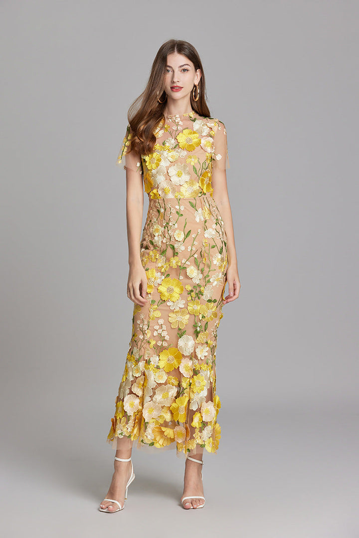 Women's Floral Sleeveless Maxi Dress – Flowing Botanical Intricate Style