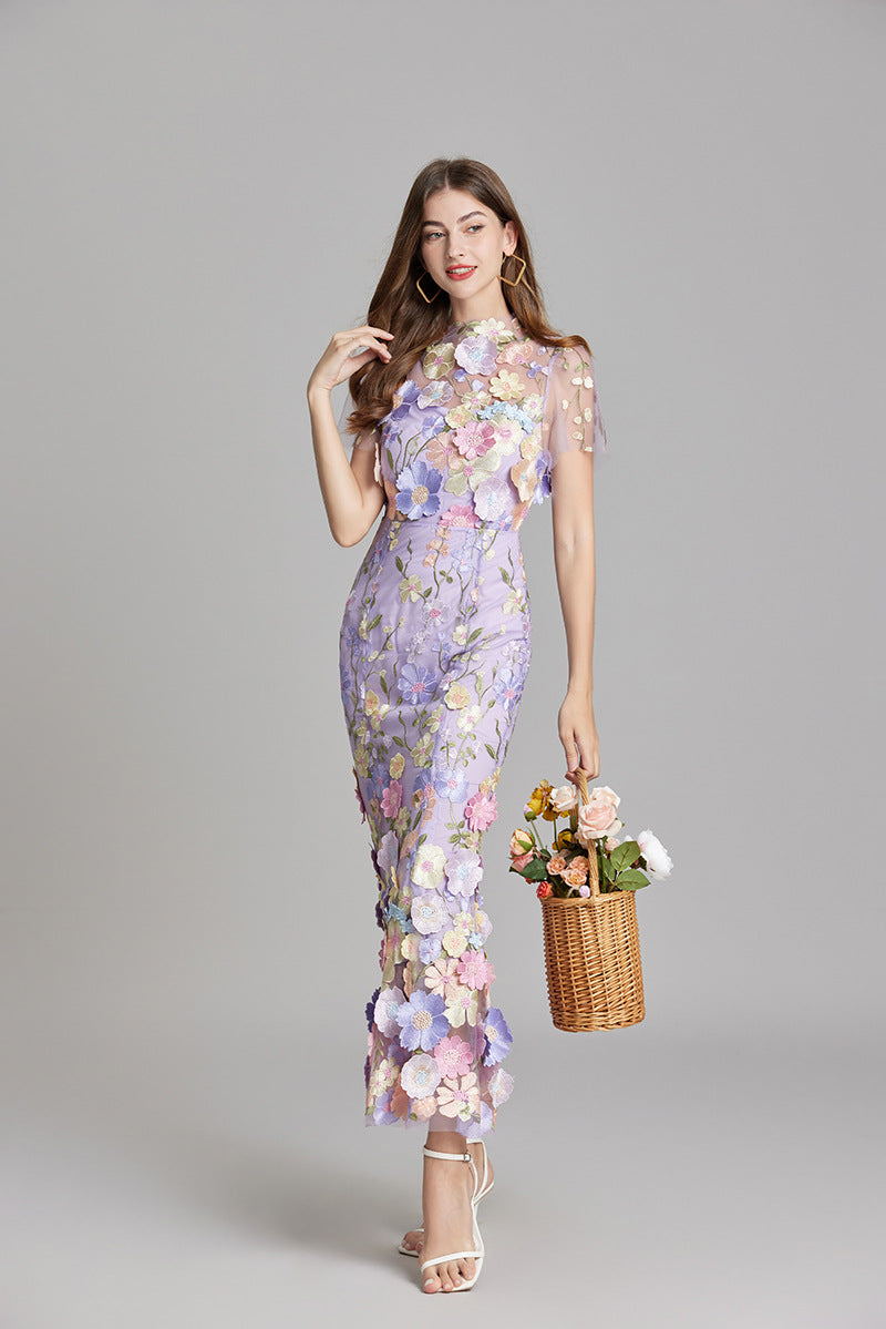Women's Floral Sleeveless Maxi Dress – Flowing Botanical Intricate Style