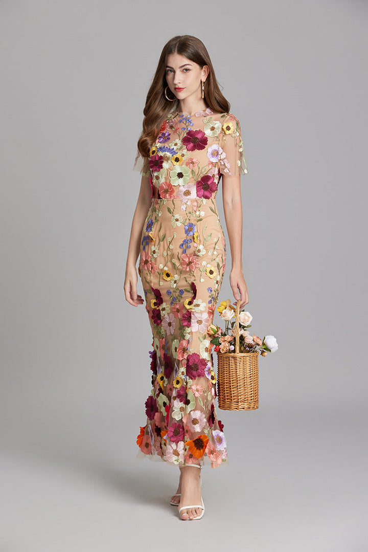 Women's Floral Sleeveless Maxi Dress – Flowing Botanical Intricate Style