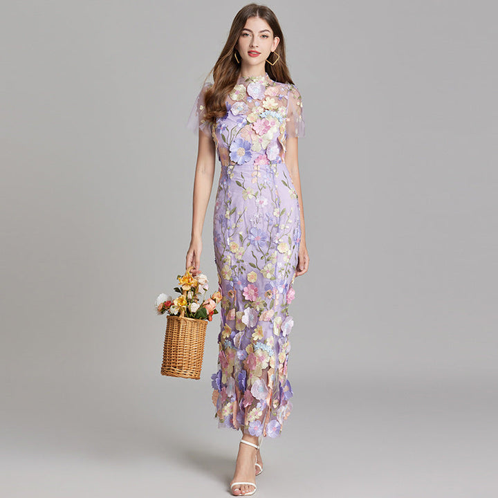Women's Floral Sleeveless Maxi Dress – Flowing Botanical Intricate Style