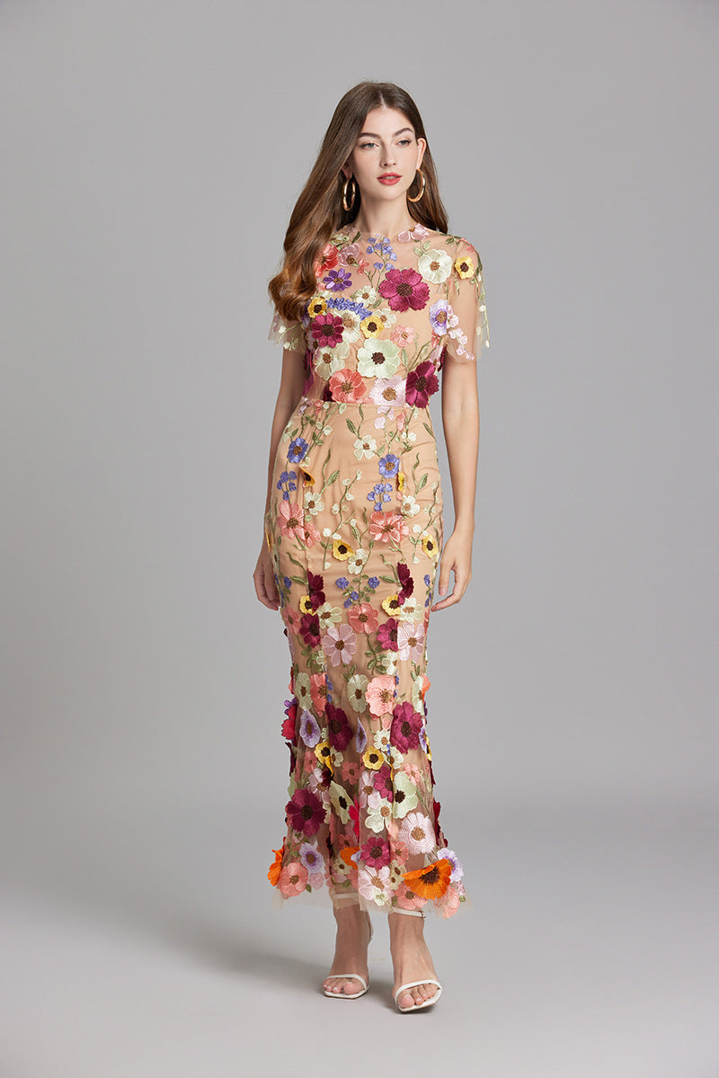 Women's Floral Sleeveless Maxi Dress – Flowing Botanical Intricate Style