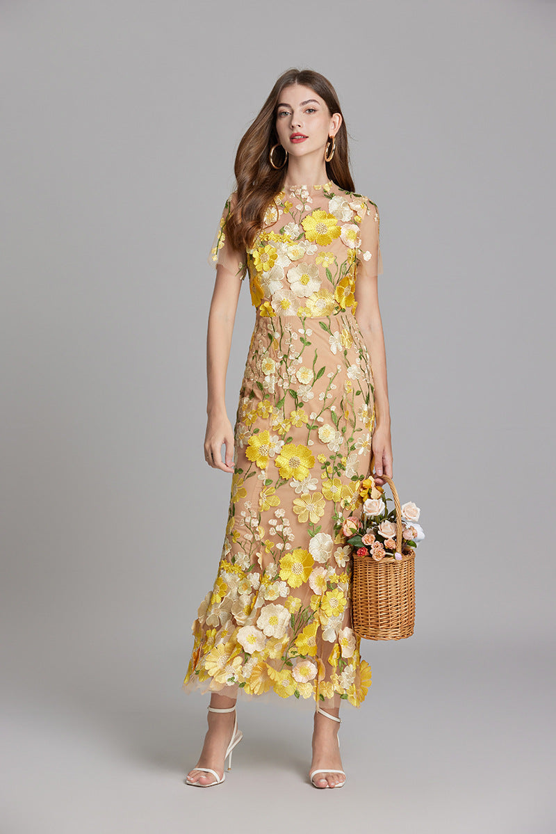 Women's Floral Sleeveless Maxi Dress – Flowing Botanical Intricate Style