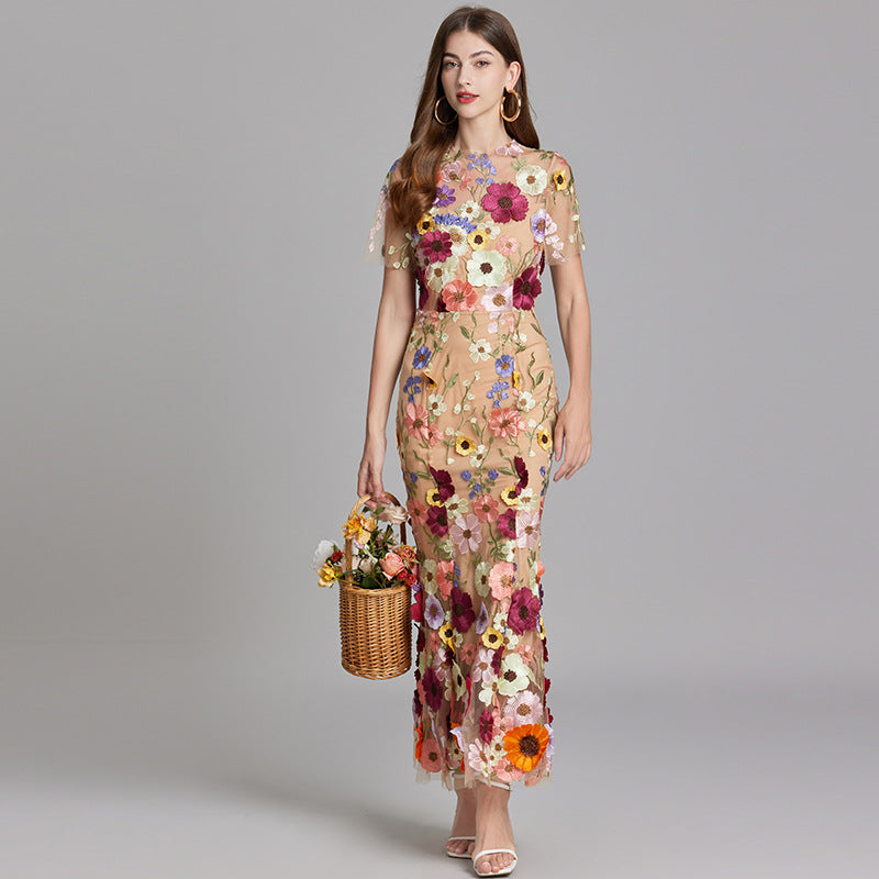 Women's Floral Sleeveless Maxi Dress – Flowing Botanical Intricate Style