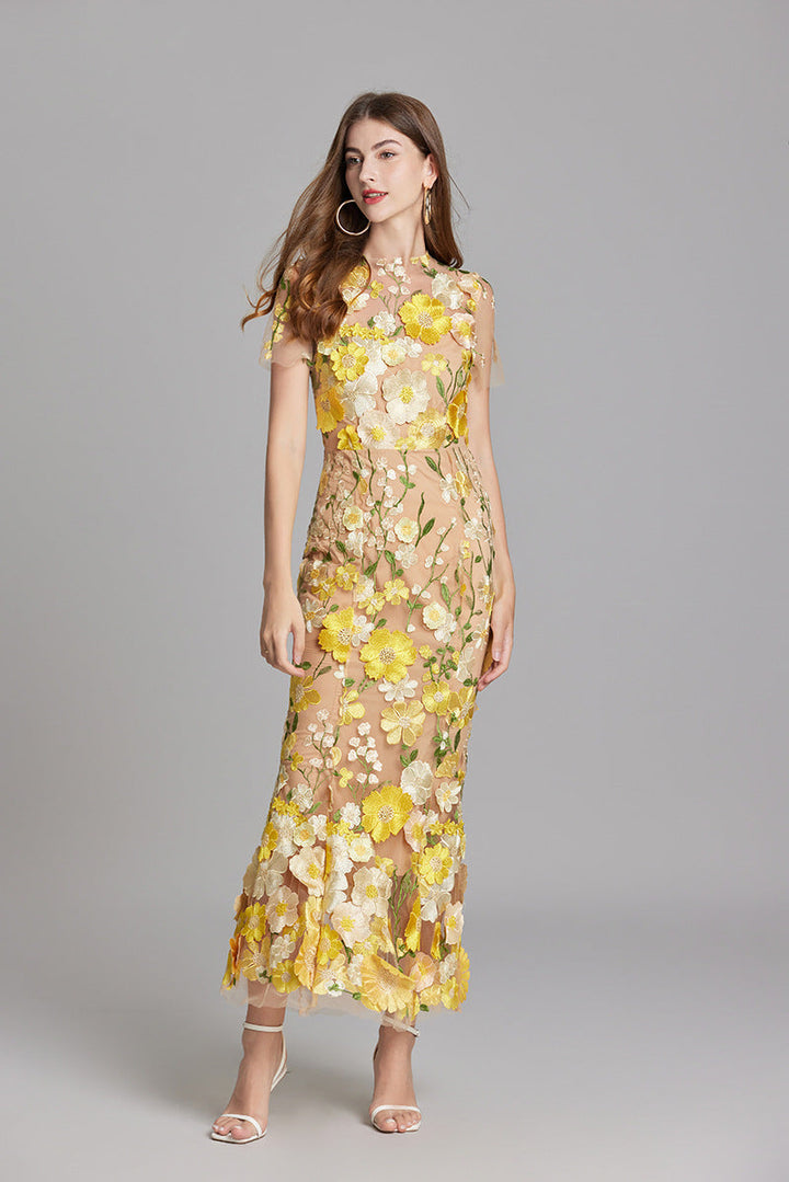 Women's Floral Sleeveless Maxi Dress – Flowing Botanical Intricate Style
