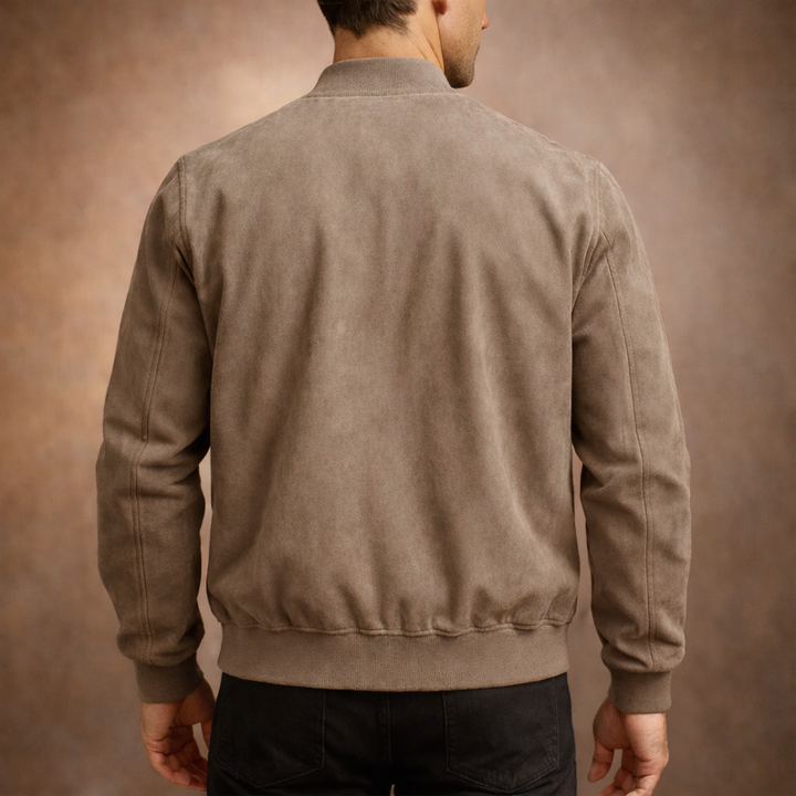 Men's Suede Bomber Jacket Lightweight – Breathable Tailored Smart