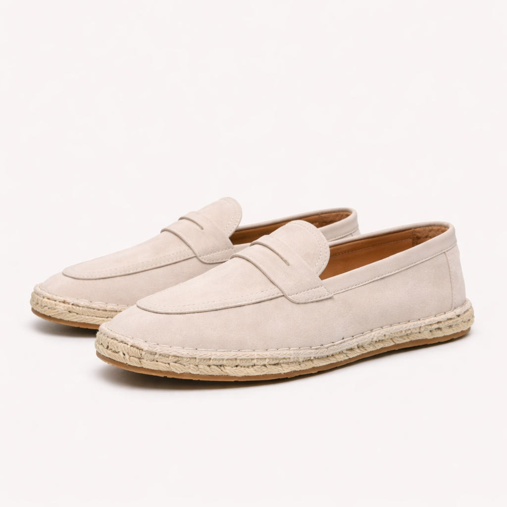 Men's Orthopedic Suede Espadrille Penny Loafers – Arch Braided Sole