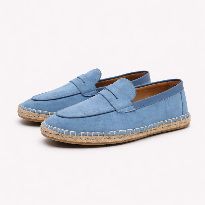 Men's Orthopedic Suede Espadrille Penny Loafers – Arch Braided Sole