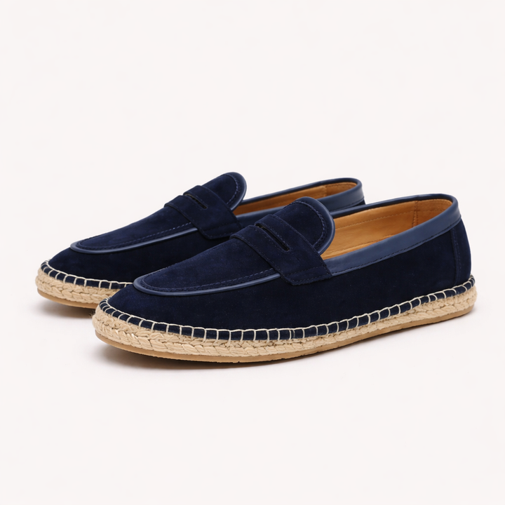Men's Orthopedic Suede Espadrille Penny Loafers – Arch Braided Sole