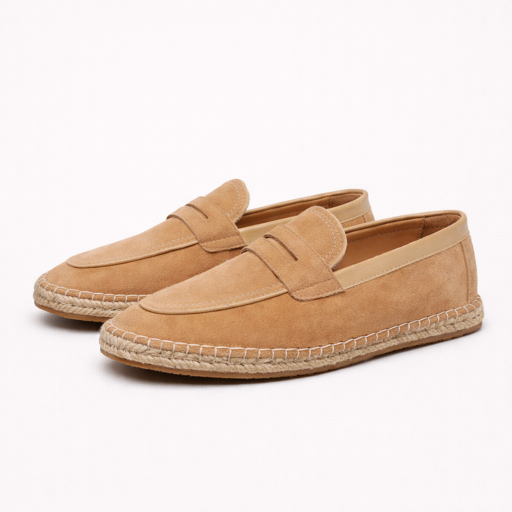 Men's Orthopedic Suede Espadrille Penny Loafers – Arch Braided Sole