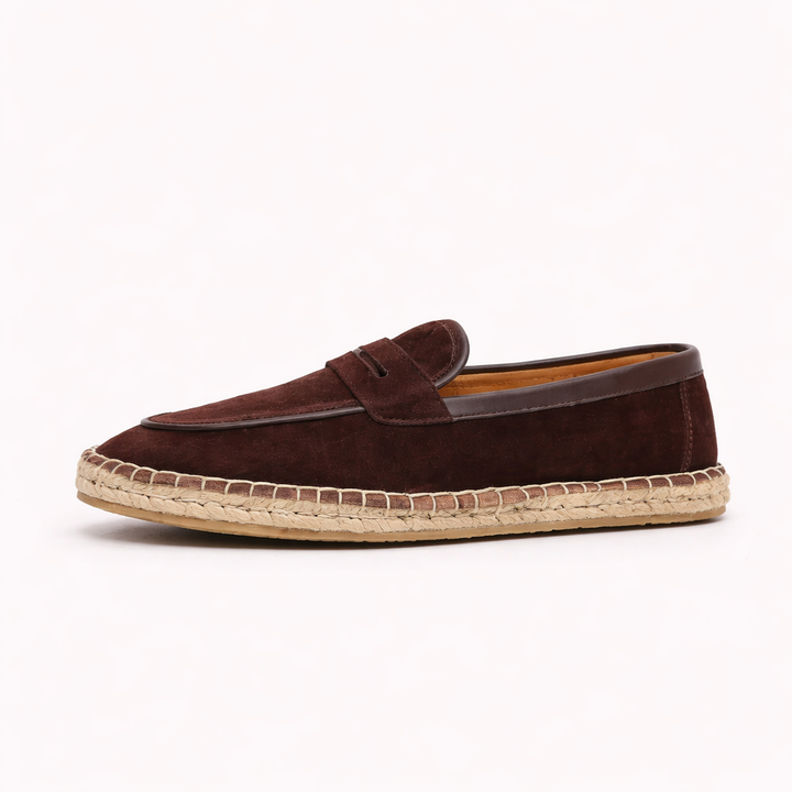 Men's Orthopedic Suede Espadrille Penny Loafers – Arch Braided Sole