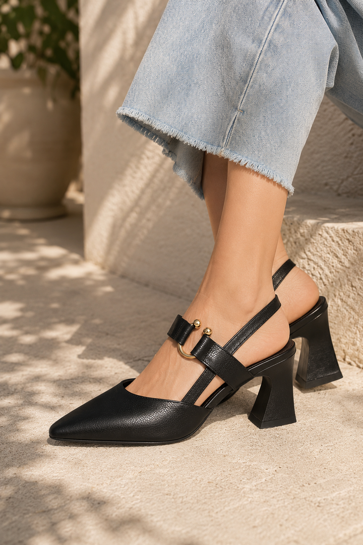Women's Pointed Toe Slingback Block Heels – Ring Hardware