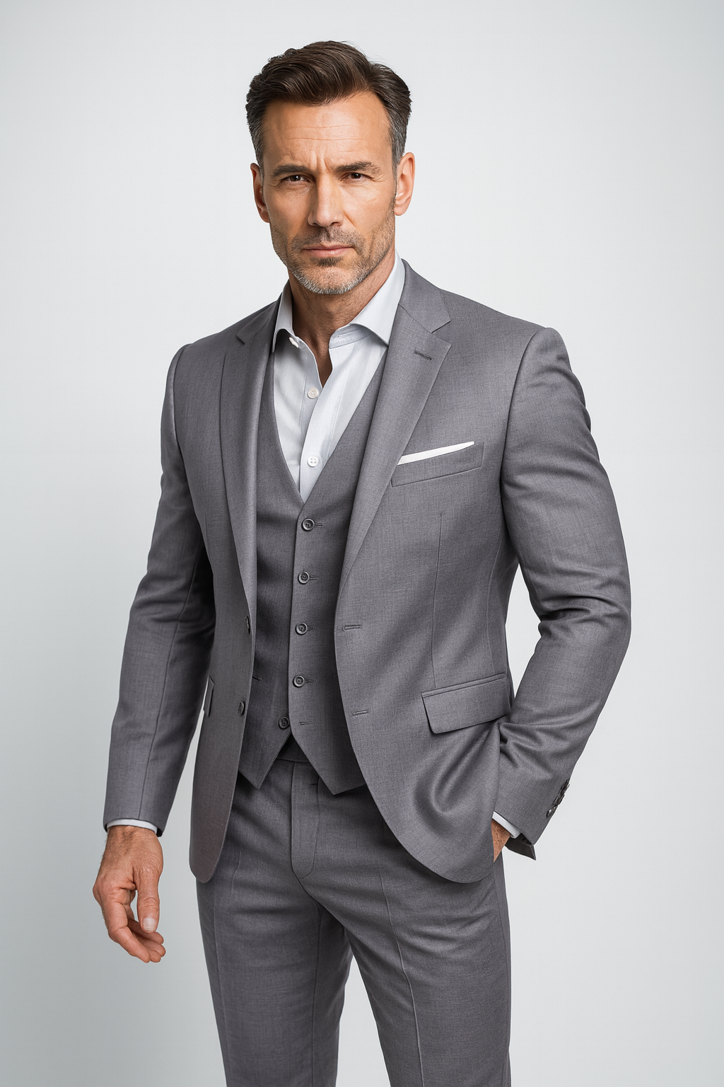 Men's Three-Piece Slim Fit Suit Set – Blazer, Waistcoat & Trousers