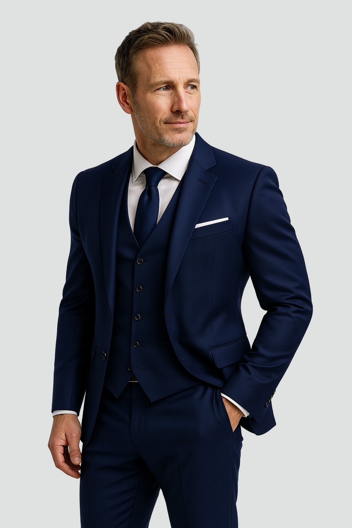 Men's Three-Piece Slim Fit Suit Set – Blazer, Waistcoat & Trousers