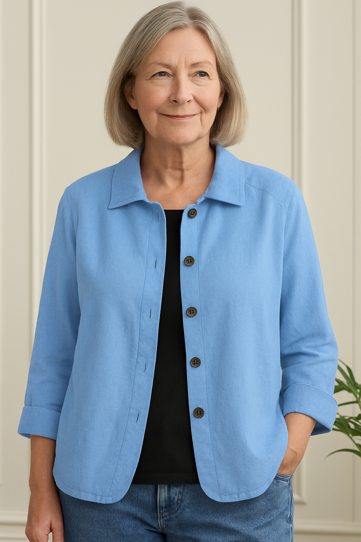 Women's Cardigan Button-Front Shirt – Relaxed Fit, Classic Collar