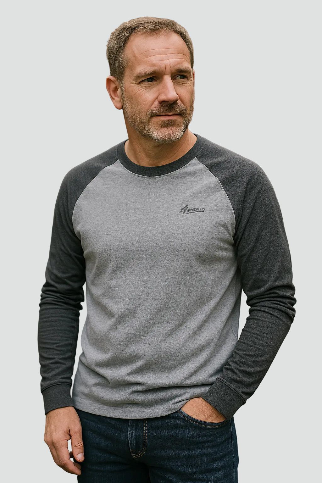 Men's Raglan Long Sleeve Shirt – Crew Neck Relaxed Casual Fit