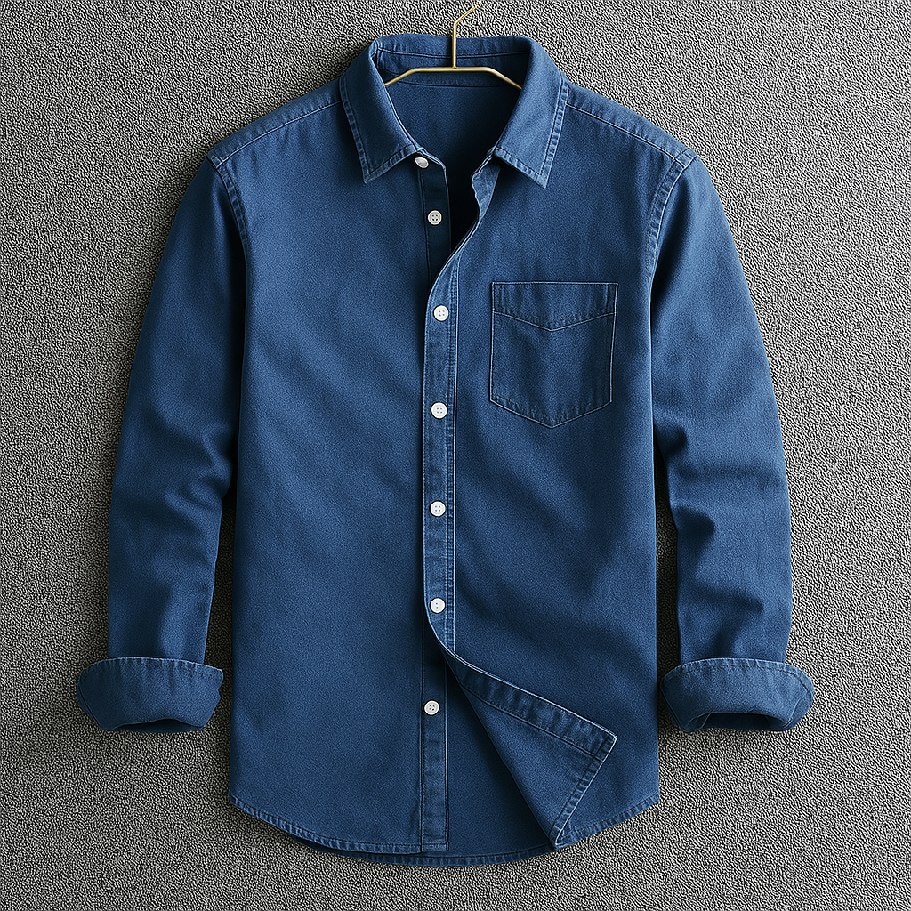 Men's Oxford Fabric Shirt Relaxed Tailored Cut – Turn-Down Collar