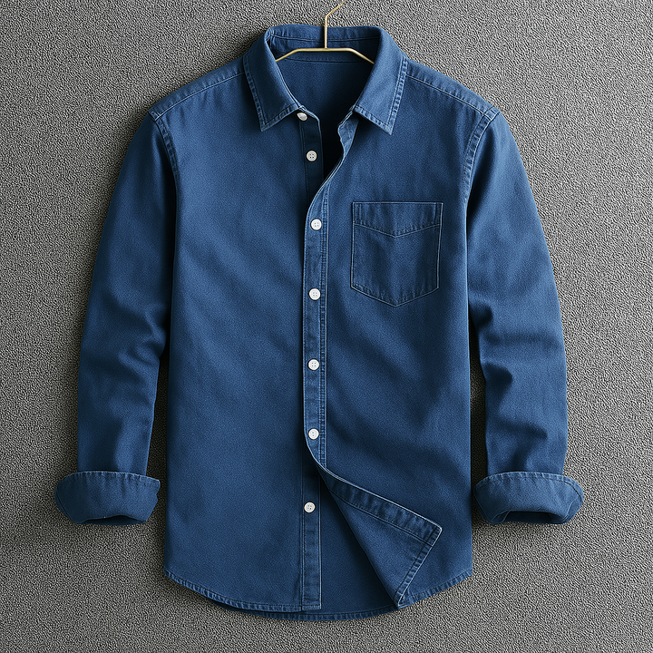 Men's Oxford Fabric Shirt Relaxed Tailored Cut – Turn-Down Collar