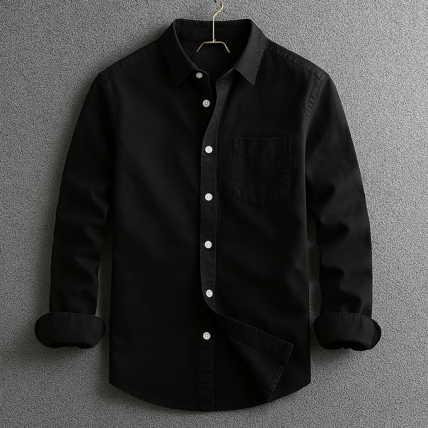 Men's Oxford Fabric Shirt Relaxed Tailored Cut – Turn-Down Collar
