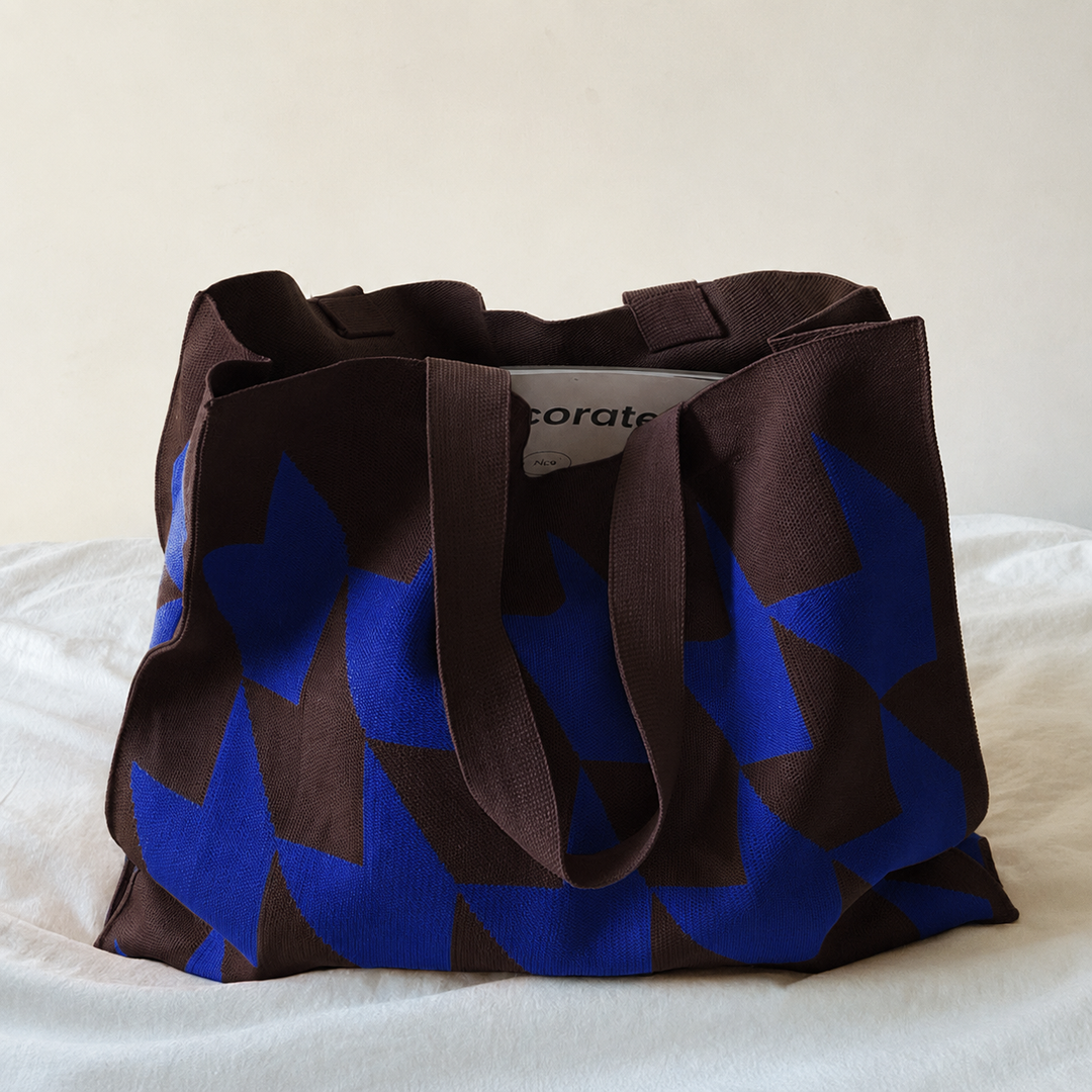 Oversized Geometric Woven Shopper Bag – Twin Carry Handles