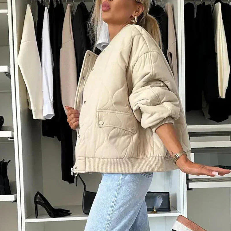 Women's Lined Bomber Jacket Lightweight – Relaxed Fit Transitional