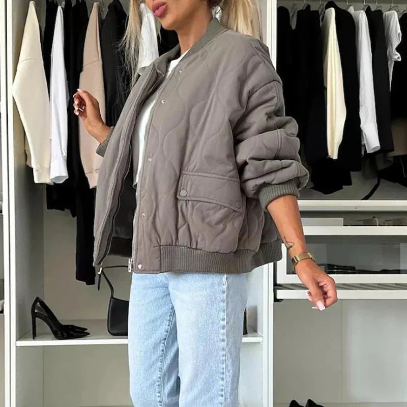 Women's Lined Bomber Jacket Lightweight – Relaxed Fit Transitional