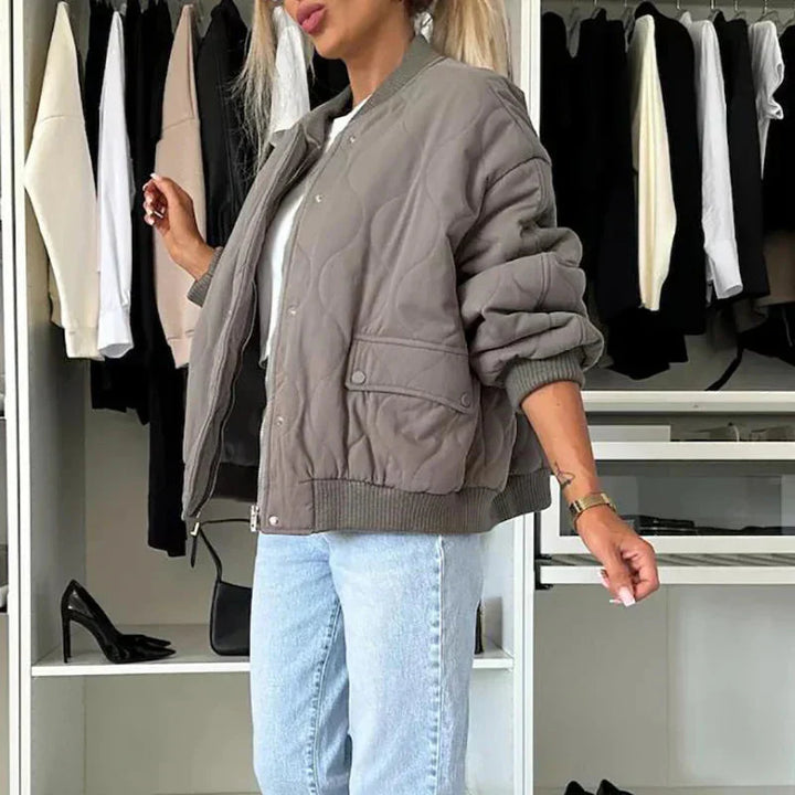 Women's Lined Bomber Jacket Lightweight – Relaxed Fit Transitional