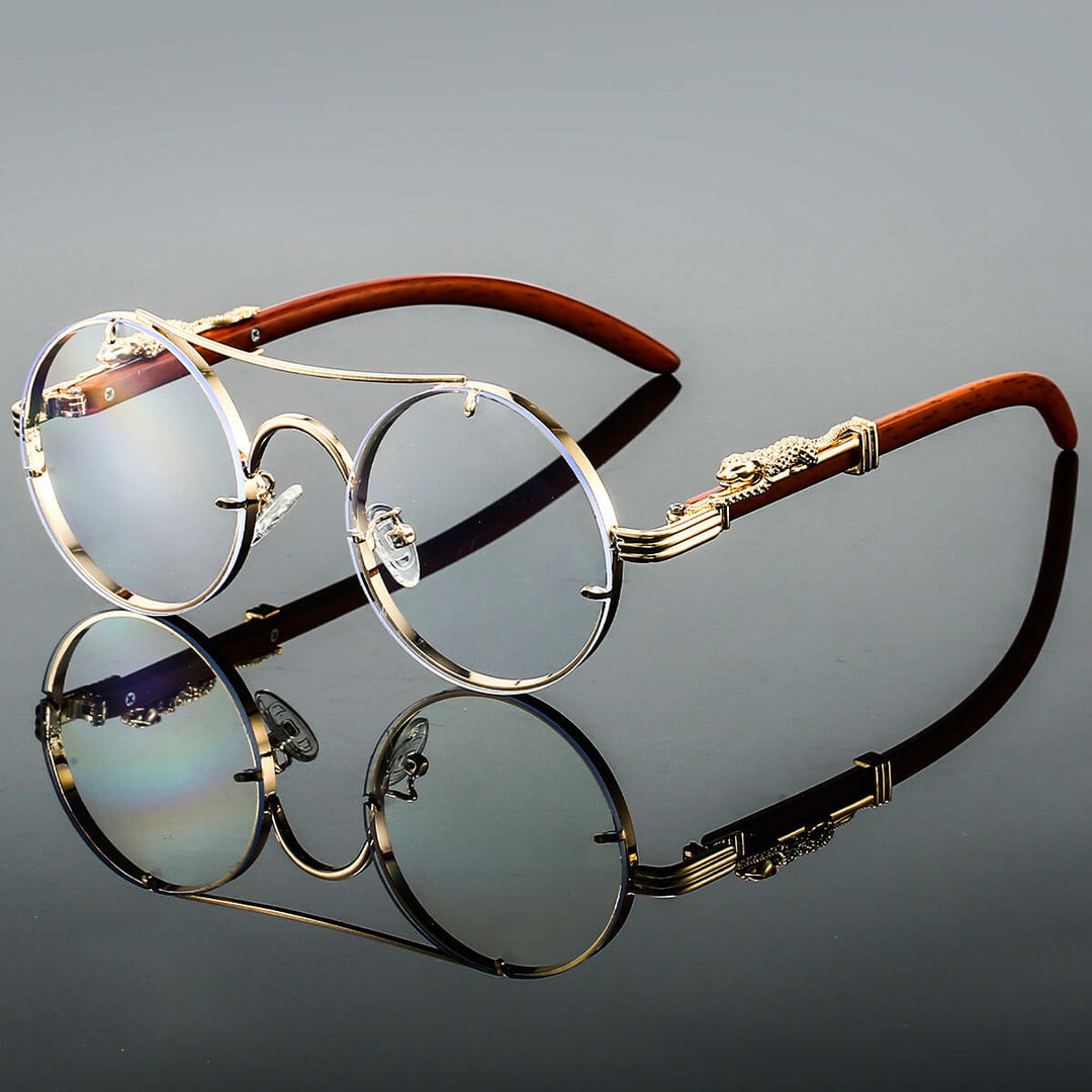 Retro Leopard Head Double Beam Sunglasses – UV400 Fashion Shades