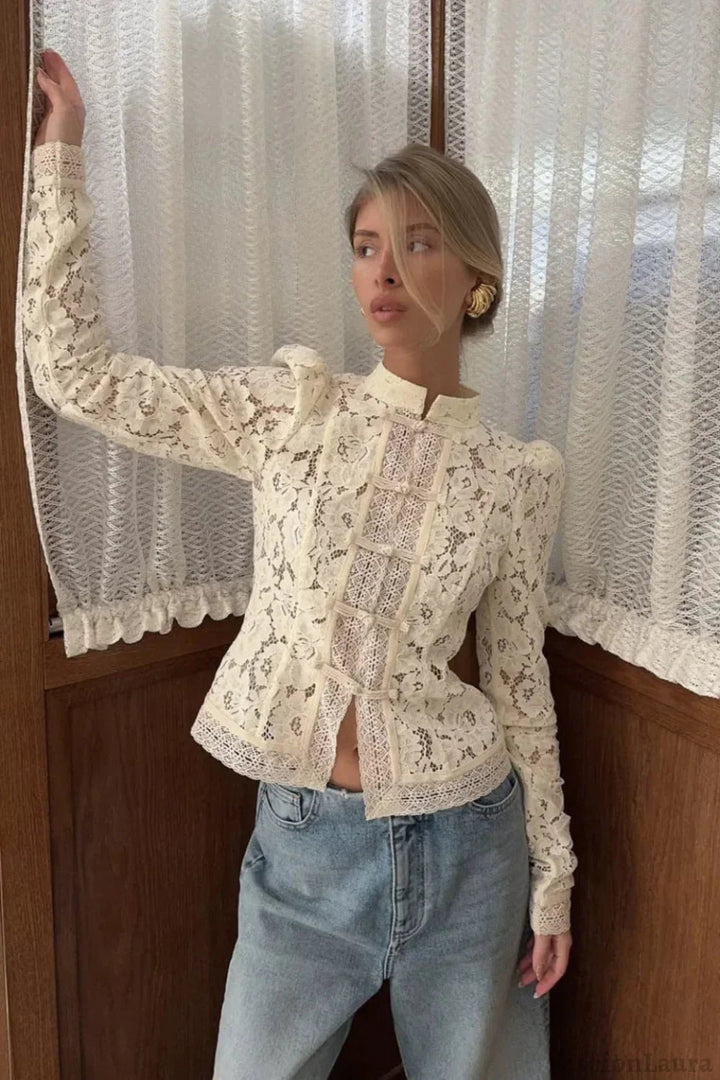 Women's Lace Blouse – Openwork Embroidery & Elegant Feminine Fit