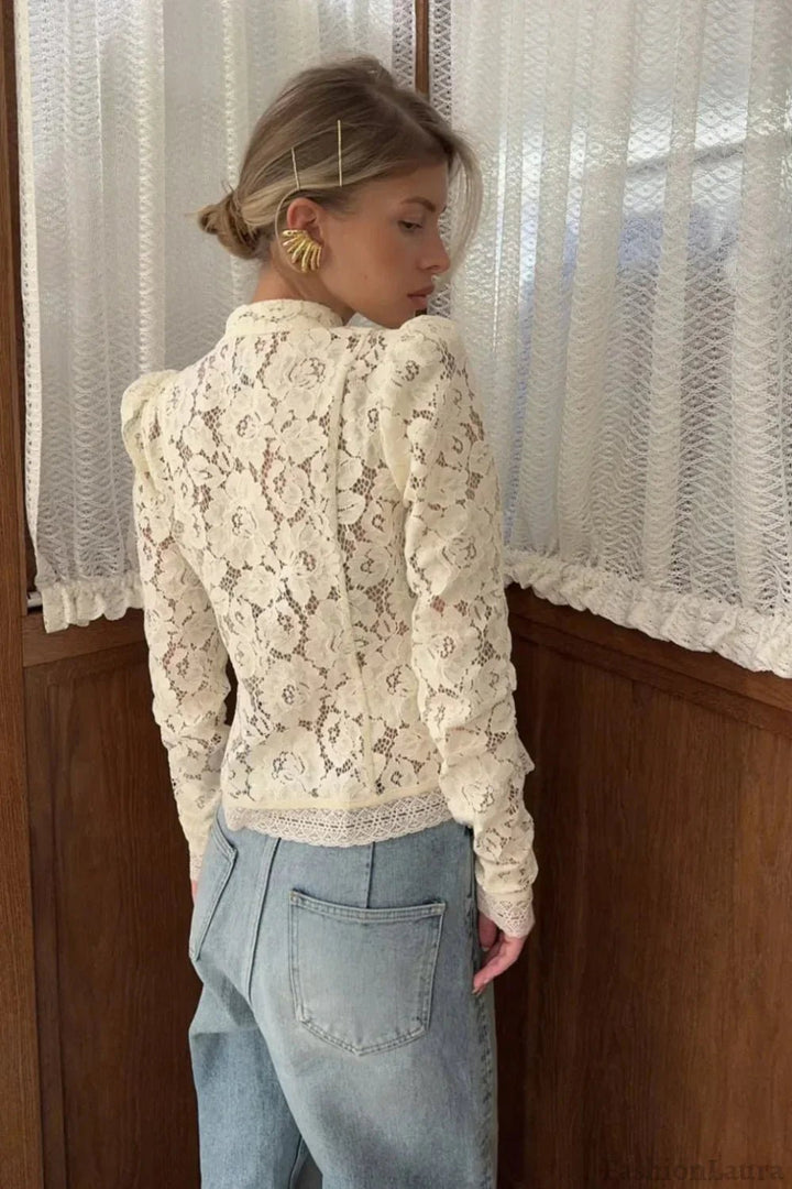 Women's Lace Blouse – Openwork Embroidery & Elegant Feminine Fit