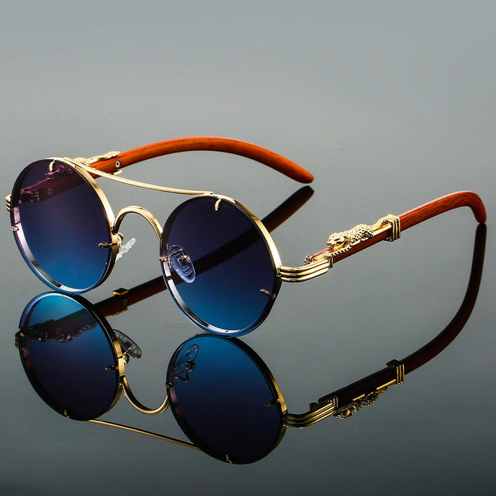 Retro Leopard Head Double Beam Sunglasses – UV400 Fashion Shades