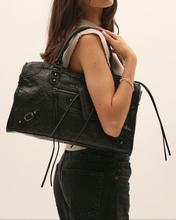 Leather Tote Bag with Zipper – Spacious 14" Laptop Carryall