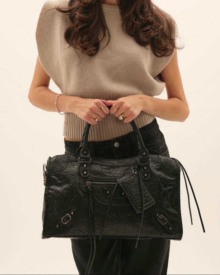 Leather Tote Bag with Zipper – Spacious 14" Laptop Carryall