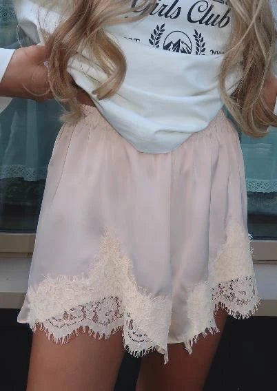 Satin Shorts for Women – Lace-Trim Luxe Lounge Style