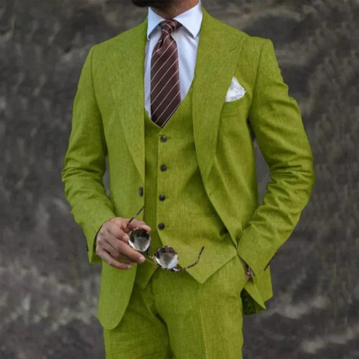 Men's Three-Piece Tailored Formal Suit Set – Structured Fit